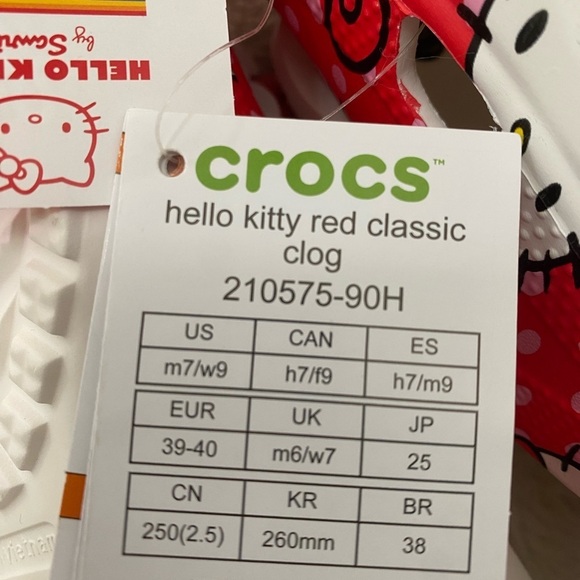Crocs Hello Kitty Red Classic Clog Nwt Size 9 - Picture 8 of 9